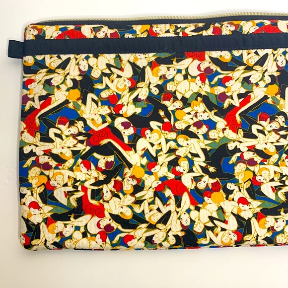 Neiman Marcus | Artsy Canvas Pouch | Carolina Herrera Design Zipper Envelope Bag - Picture 3 of 8